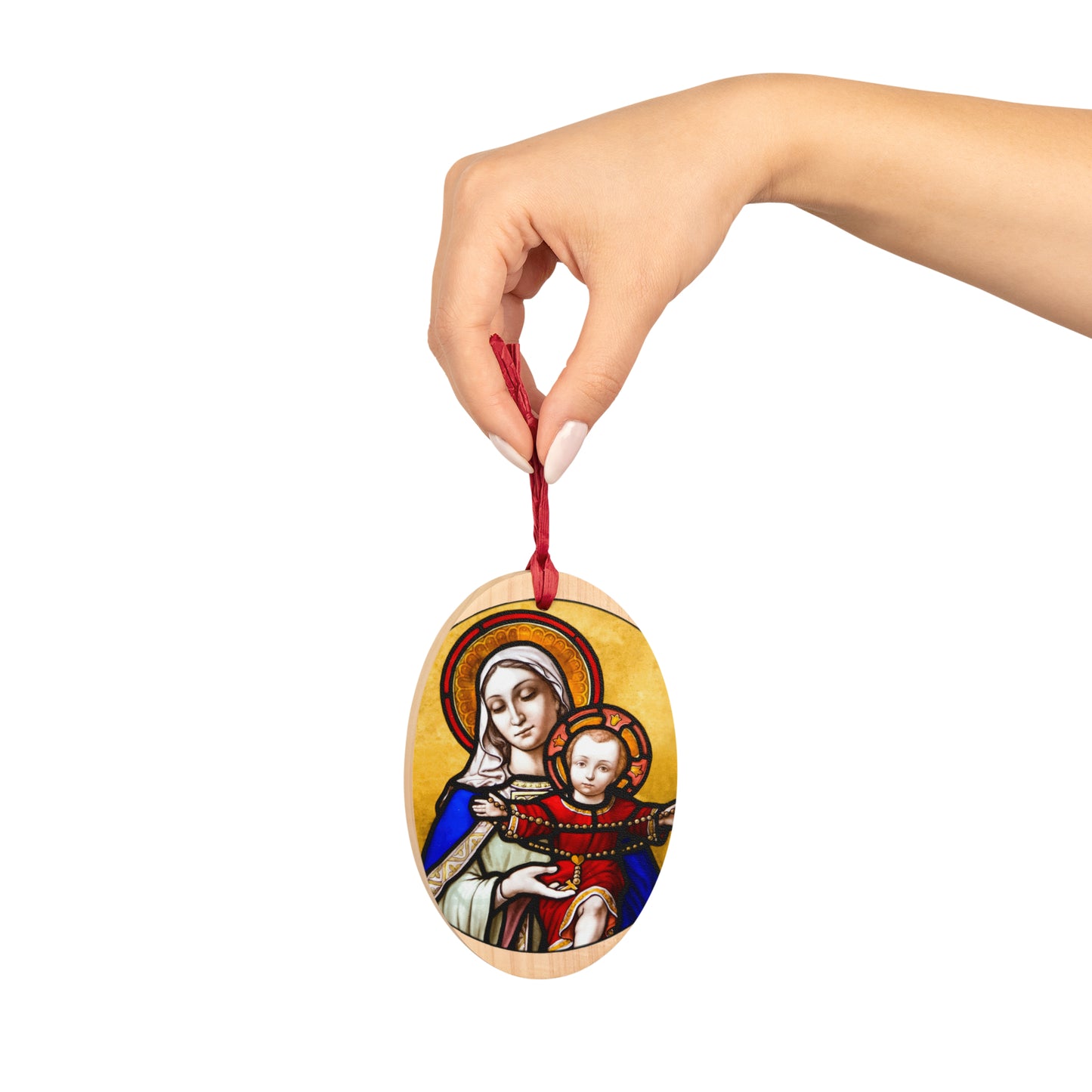 Holy Mother and Divine Child - Wooden #Christmas #Ornaments