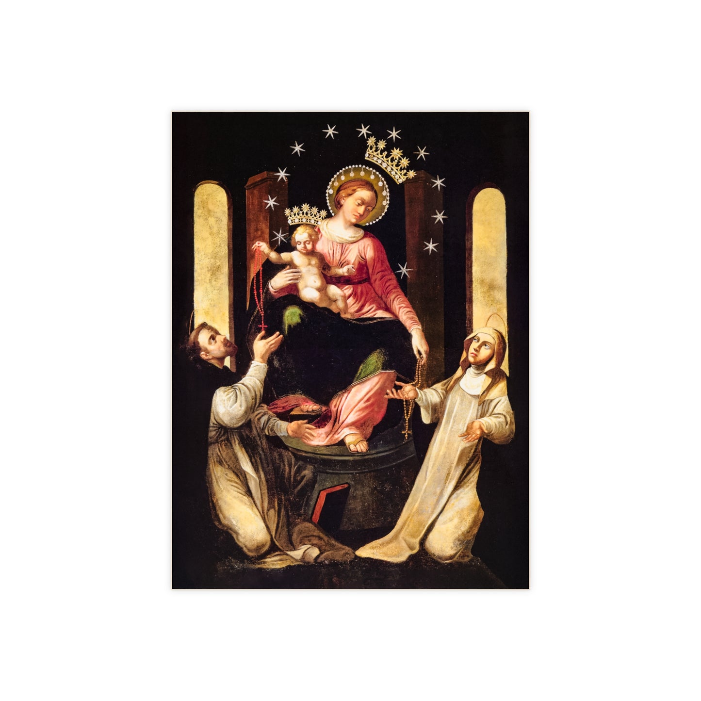 Virgin of the Rosary of Pompei - Beata Vergine del Santo Rosario di Pompei Ceramic Icon Tile Size 6"x8"