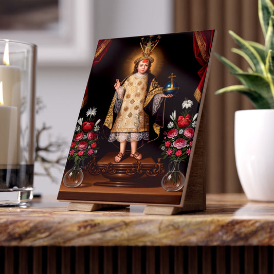 The Inca Infant Jesus of the Mascapaycha Devotional Ceramic Tile (6×8 inches)