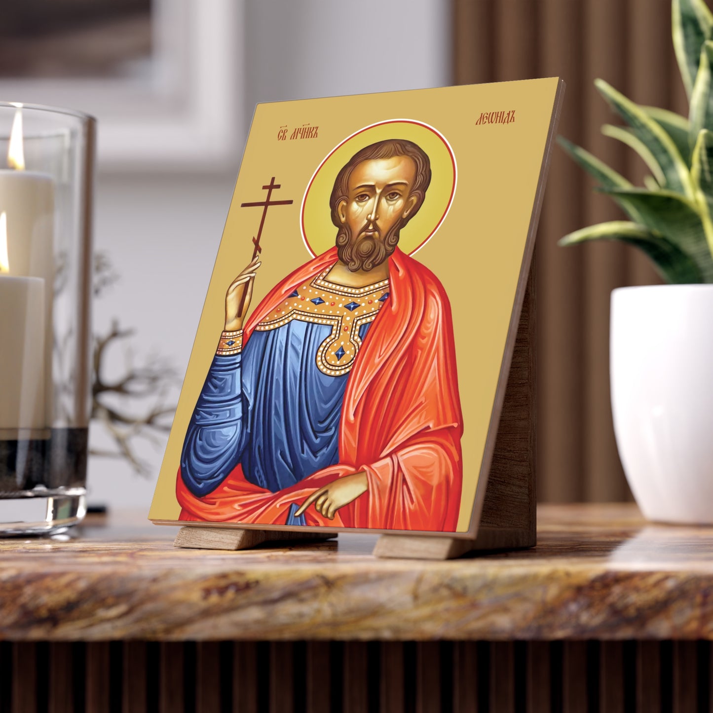 St Leonides of Alexandria, the martyr Ceramic Icon 6"x8"