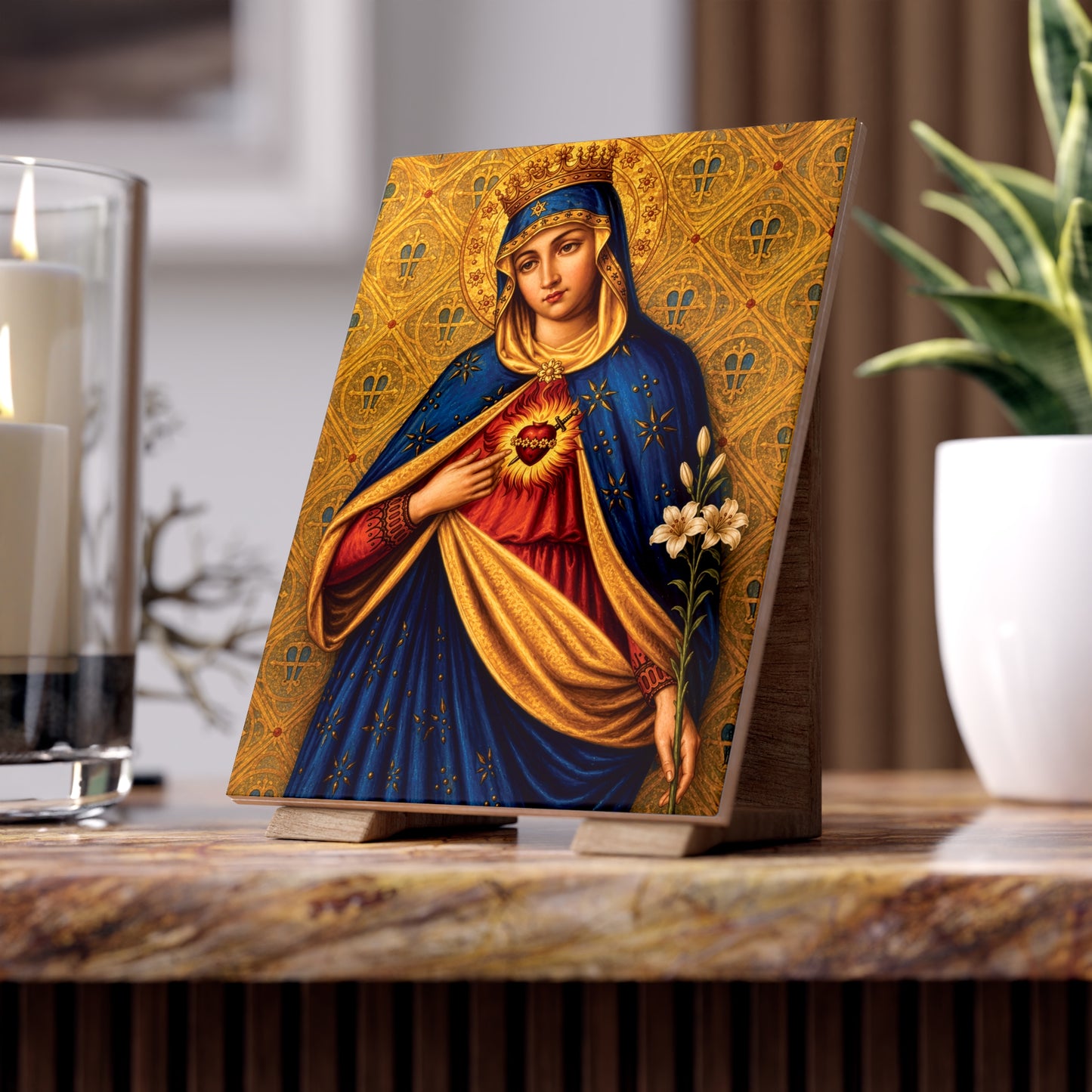 Sorrowful Immaculate Heart Devotional Ceramic Tile (6×8 inches)