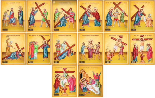 14 Stations of the Cross Set - Numbered