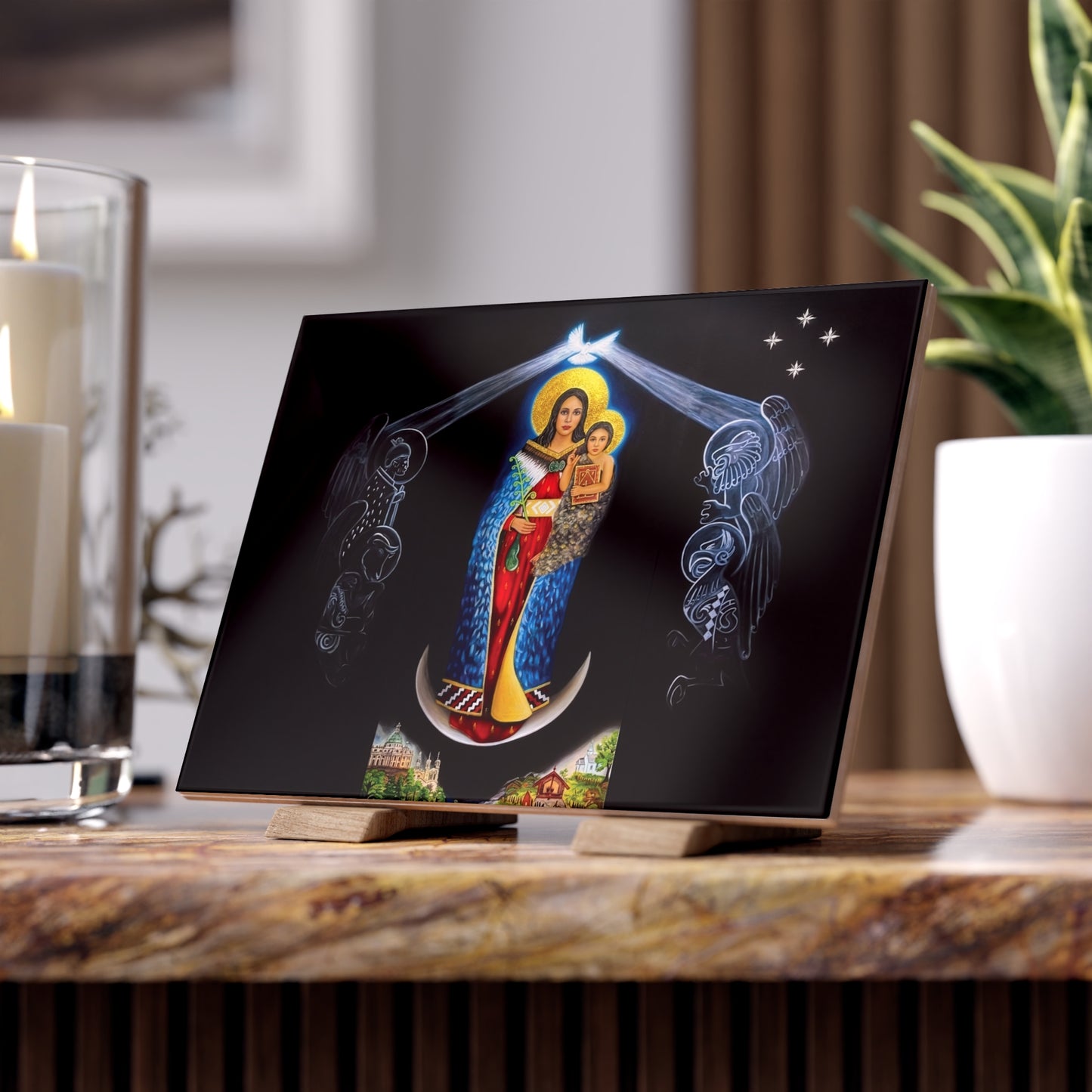 "Te Ara a Maria" – Our Lady Assumed into Heaven Ceramic Devotional Tile (8x6 inches) New Zealand