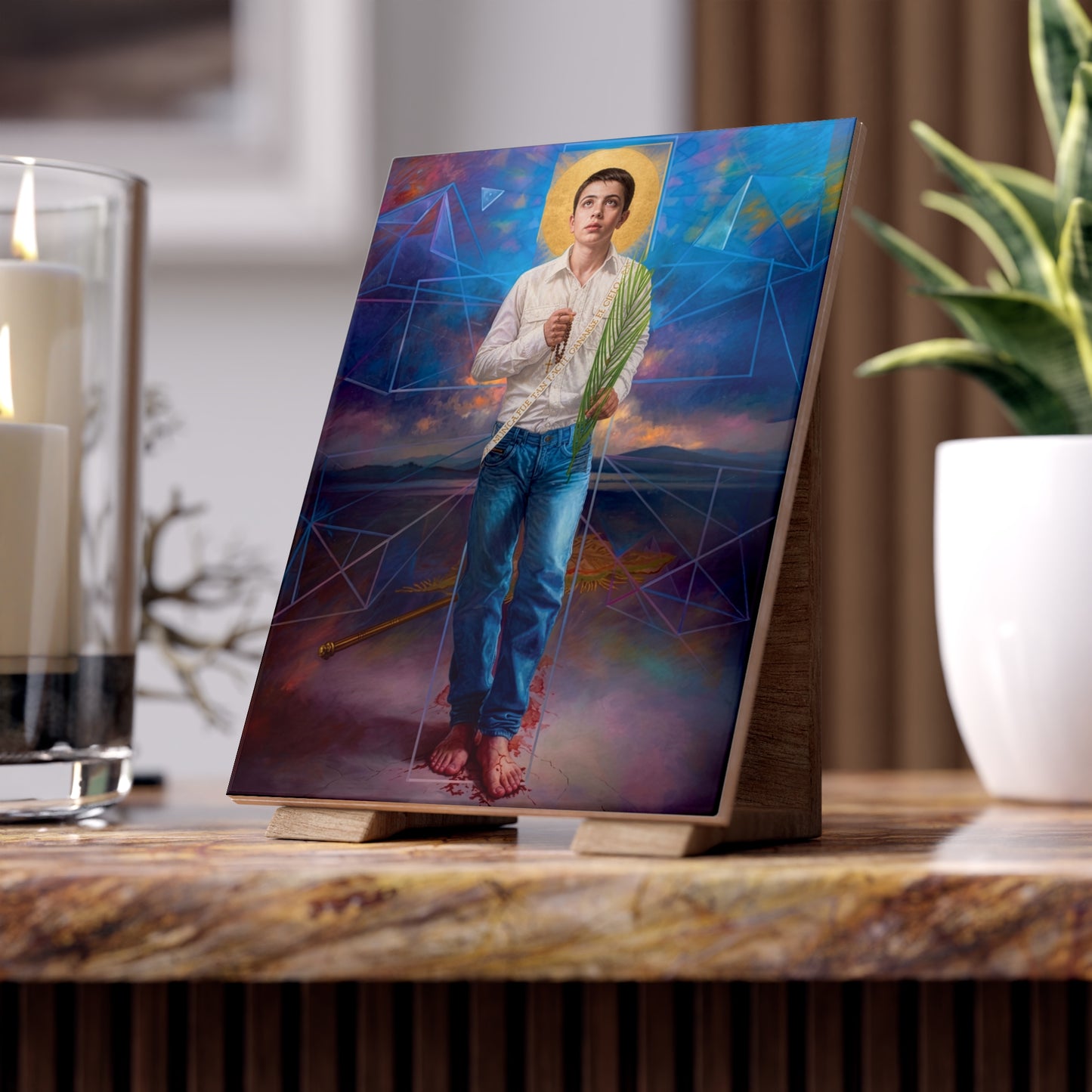 Saint José Sánchez del Río - Devotional Ceramic Icon Tile (6×8 inches)