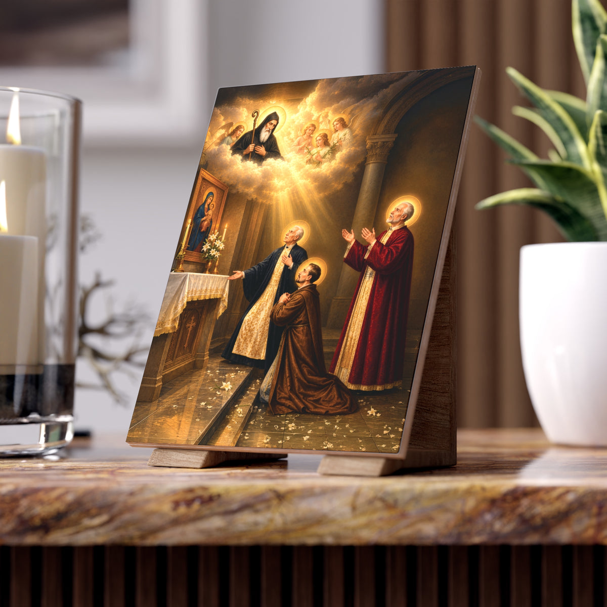Saints Massabki Brothers Maronite Martyrs Ceramic Devotional Icon Tile (6×8 inches)