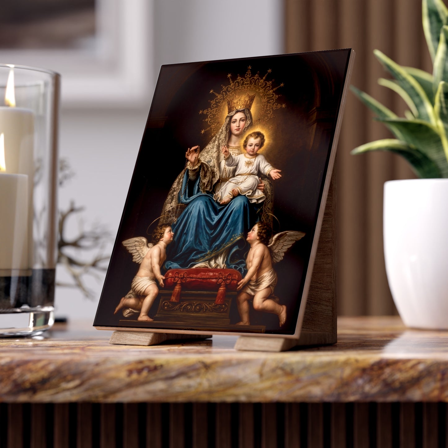 Our Lady of Arabia Devotional Ceramic Icon Tile (6×8 inches)