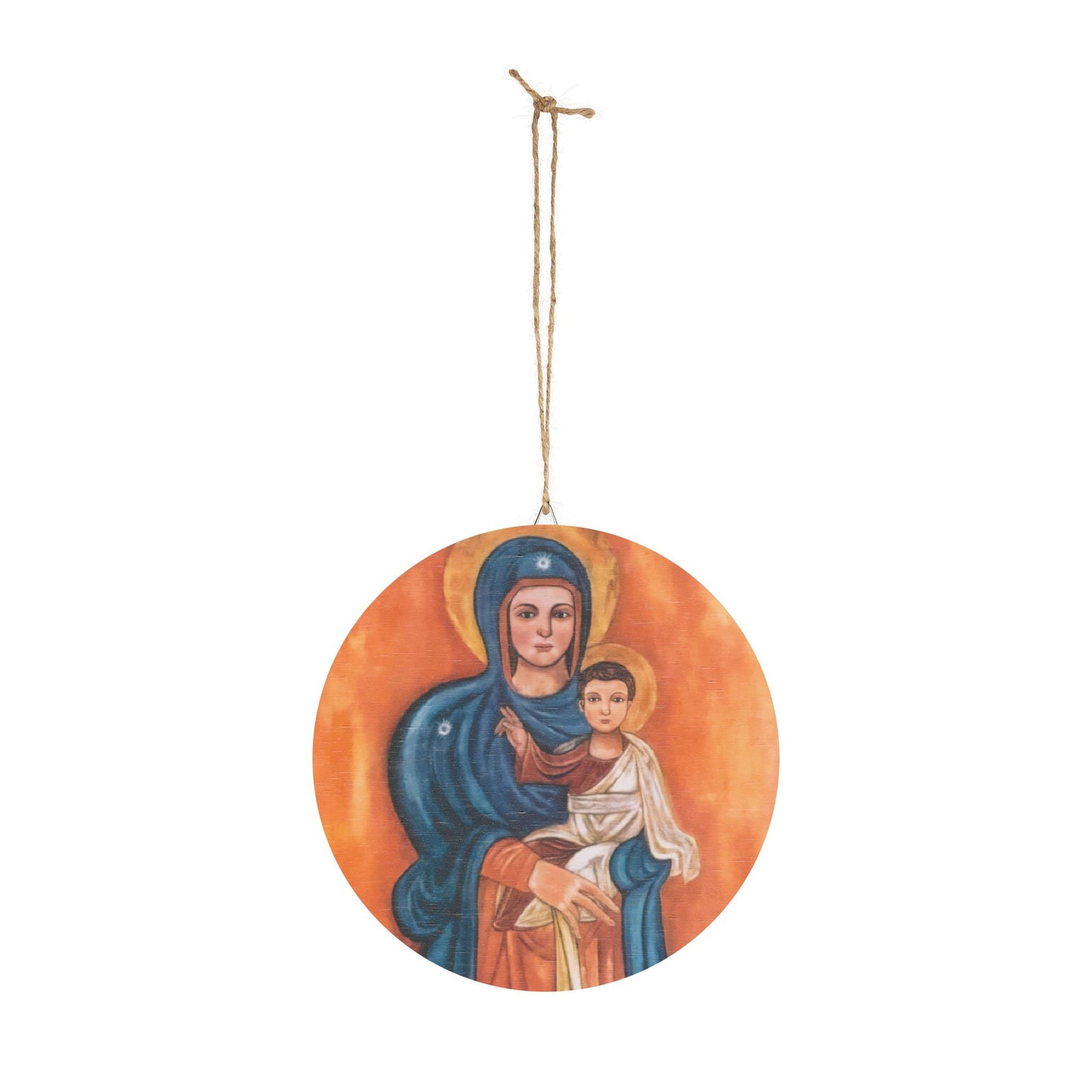 Our Lady of Elige Wood Circular Icon - Our Lady of the Maronites