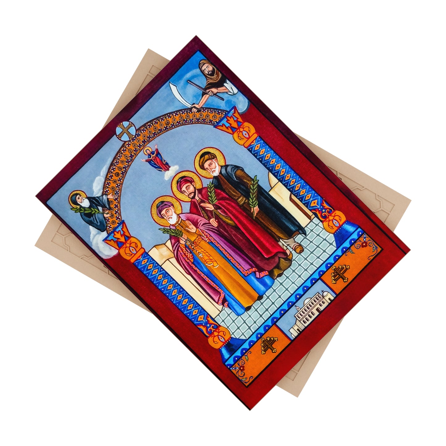 The Martyrs of Damascus towards Canonization - The Massabki brothers Ceramic Icon Tile Size 6" × 8"