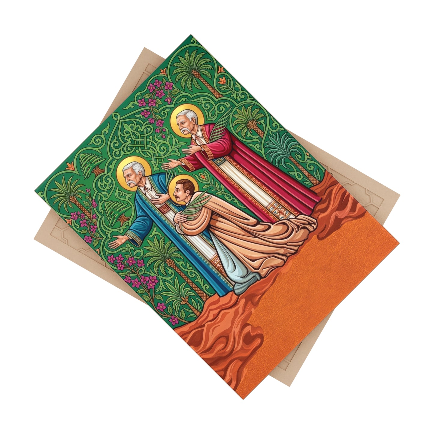 The Three Massabki Maronite Brothers Ceramic Devotional Tile (6×8 inches)