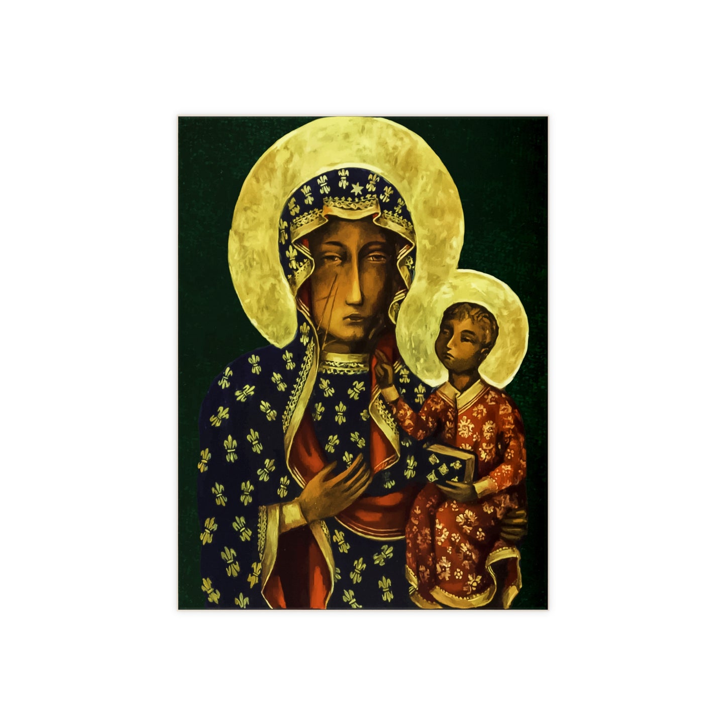 Black Madonna of Częstochowa (Polish: Czarna Madonna z Częstochowy) Ceramic Icon Tile Size 6" × 8"