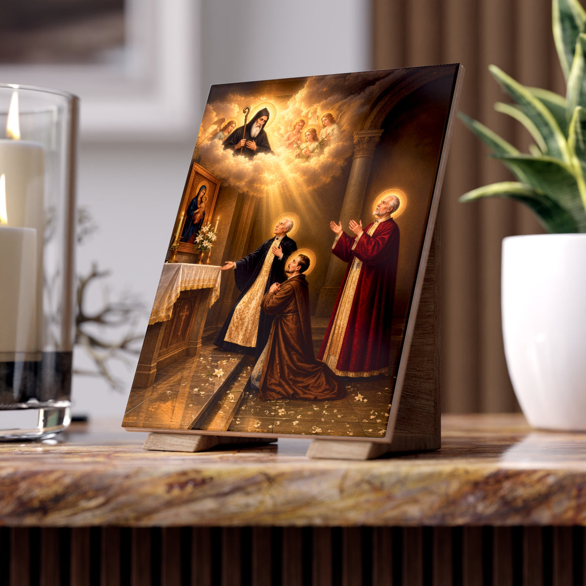 Saints Massabki Brothers Maronite Martyrs Ceramic Devotional Icon Tile (6×8 inches)