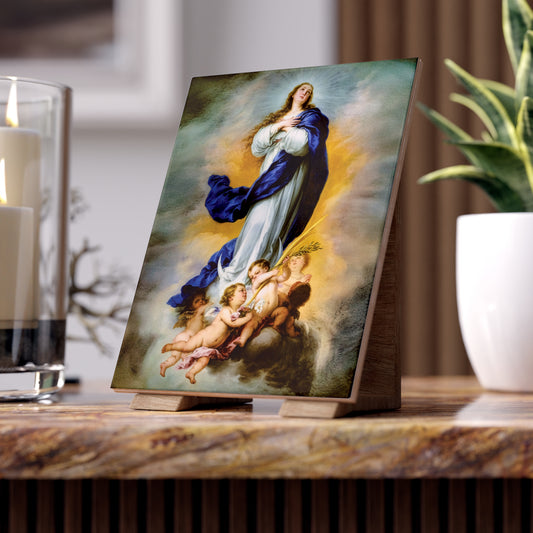 La Inmaculada de Aranjuez – Sacred Art Ceramic Icon Tile (6×8 inches) Virgin Mary Immaculate Conception patroness of the United States