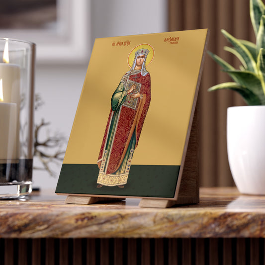 Alexandra of Rome, holy martyr - Ceramic Icon Tile Size 6"x8"