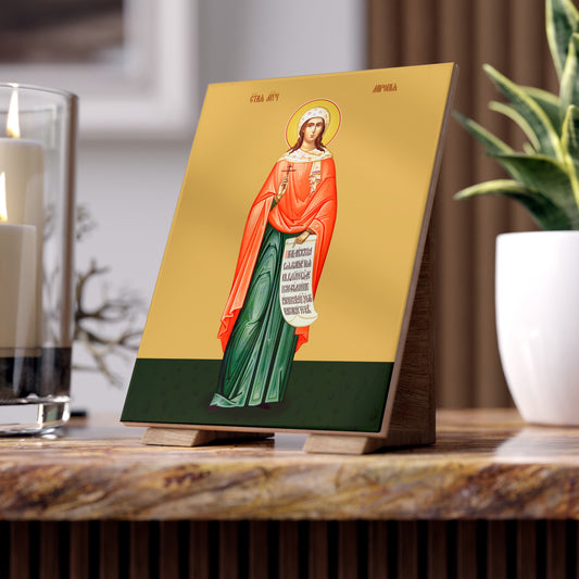 Ceramic Icon Tile - Holy Martyr Myrope Glossy or Matte Finish 6x8 inches