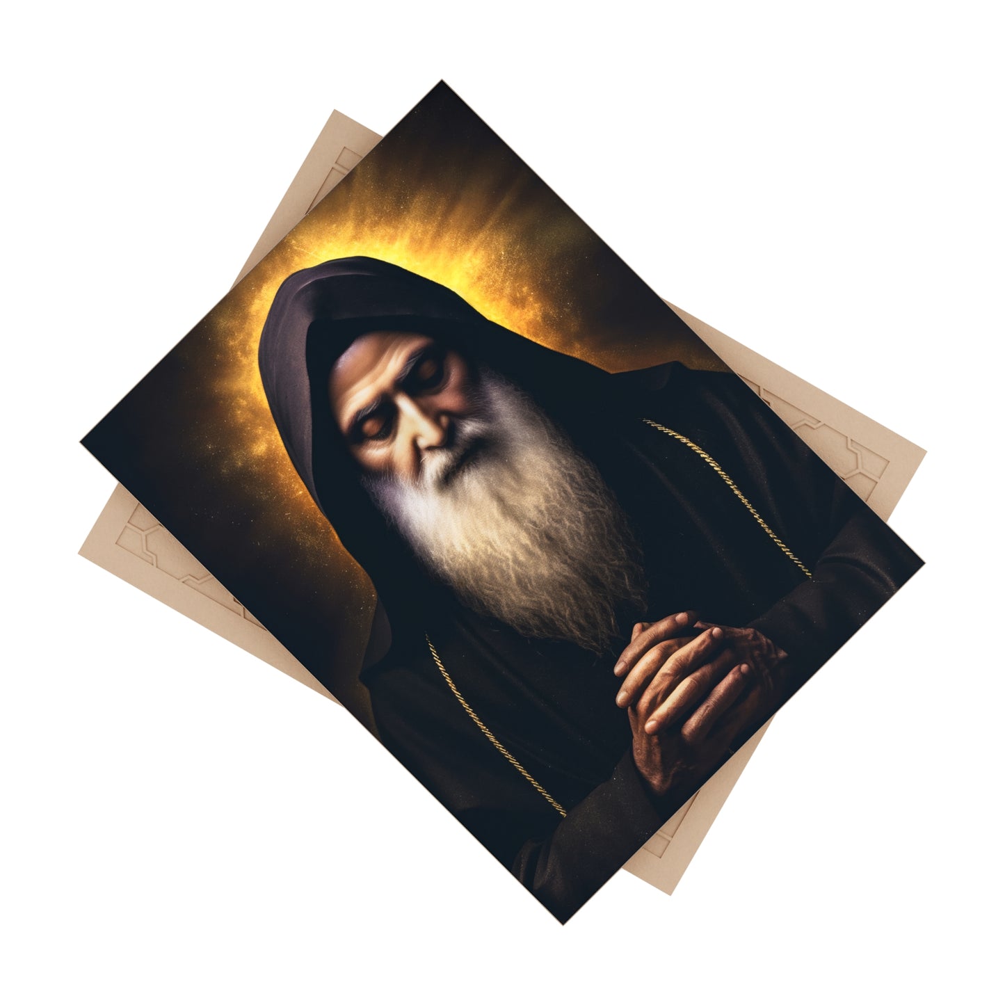 St Charbel, heart full of compassion Ceramic Icon Tile Size 6" × 8"
