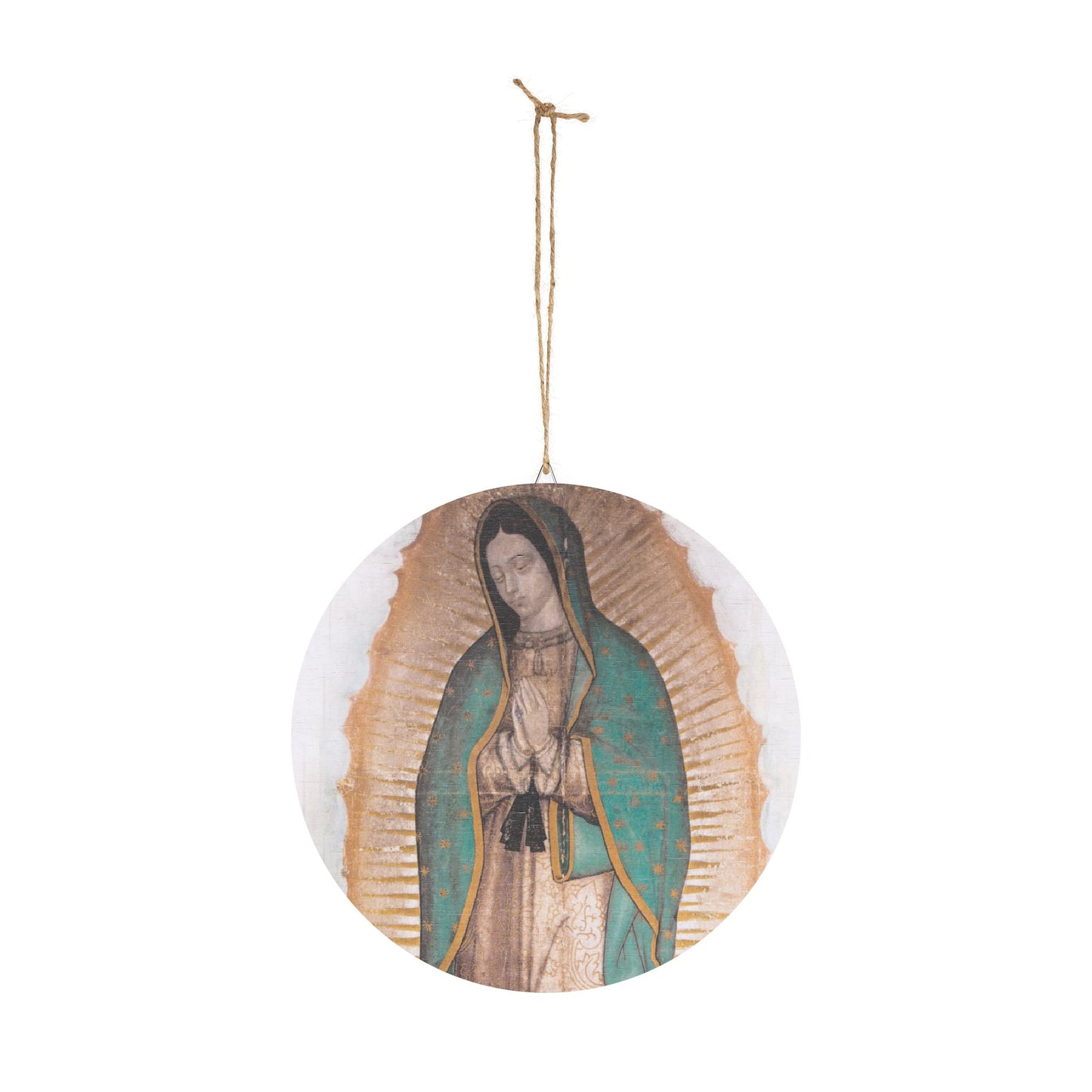 Our Lady of Guadalupe Wood Circular Icon - Our Lady Virgin Mary