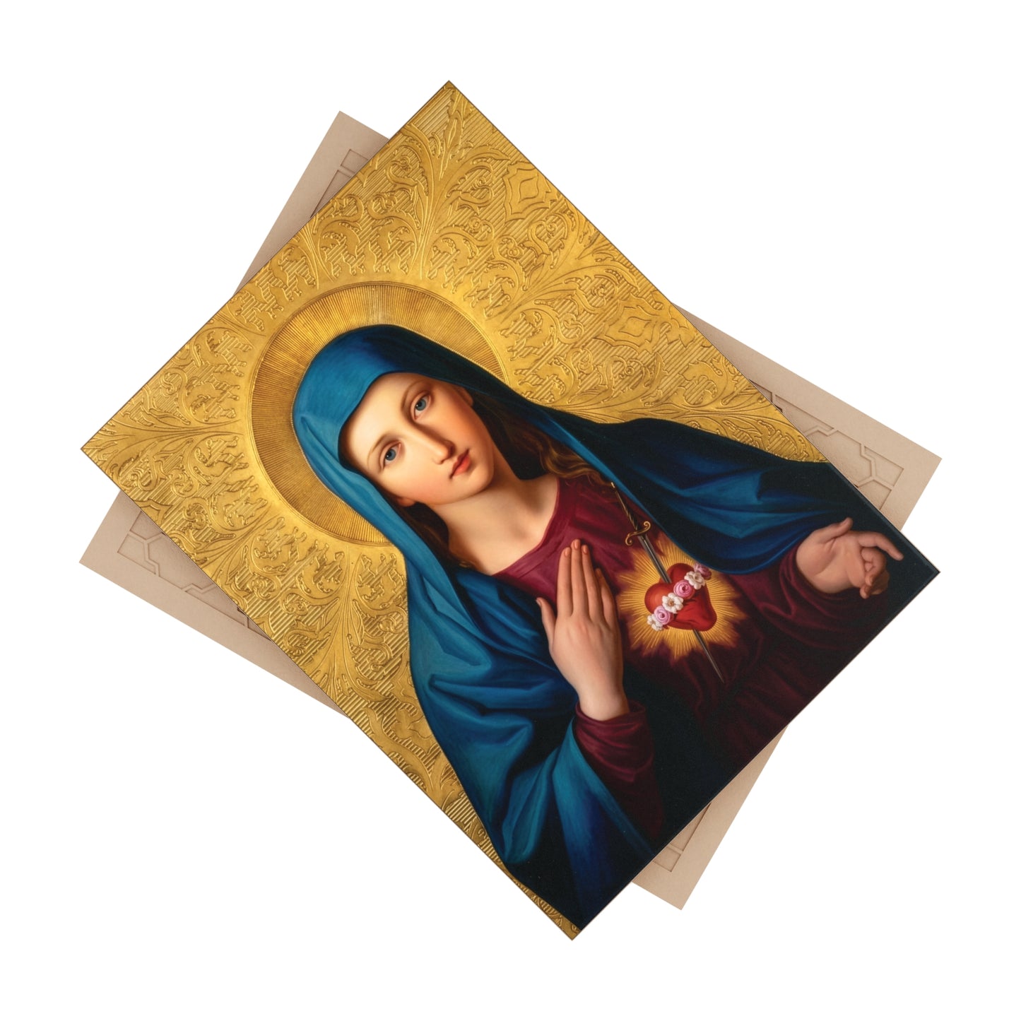 Immaculate Heart of Mary Ceramic Devotional Tile – Sacred Art by Leopold Kupelwieser (6×8 inches) Vienna Austria