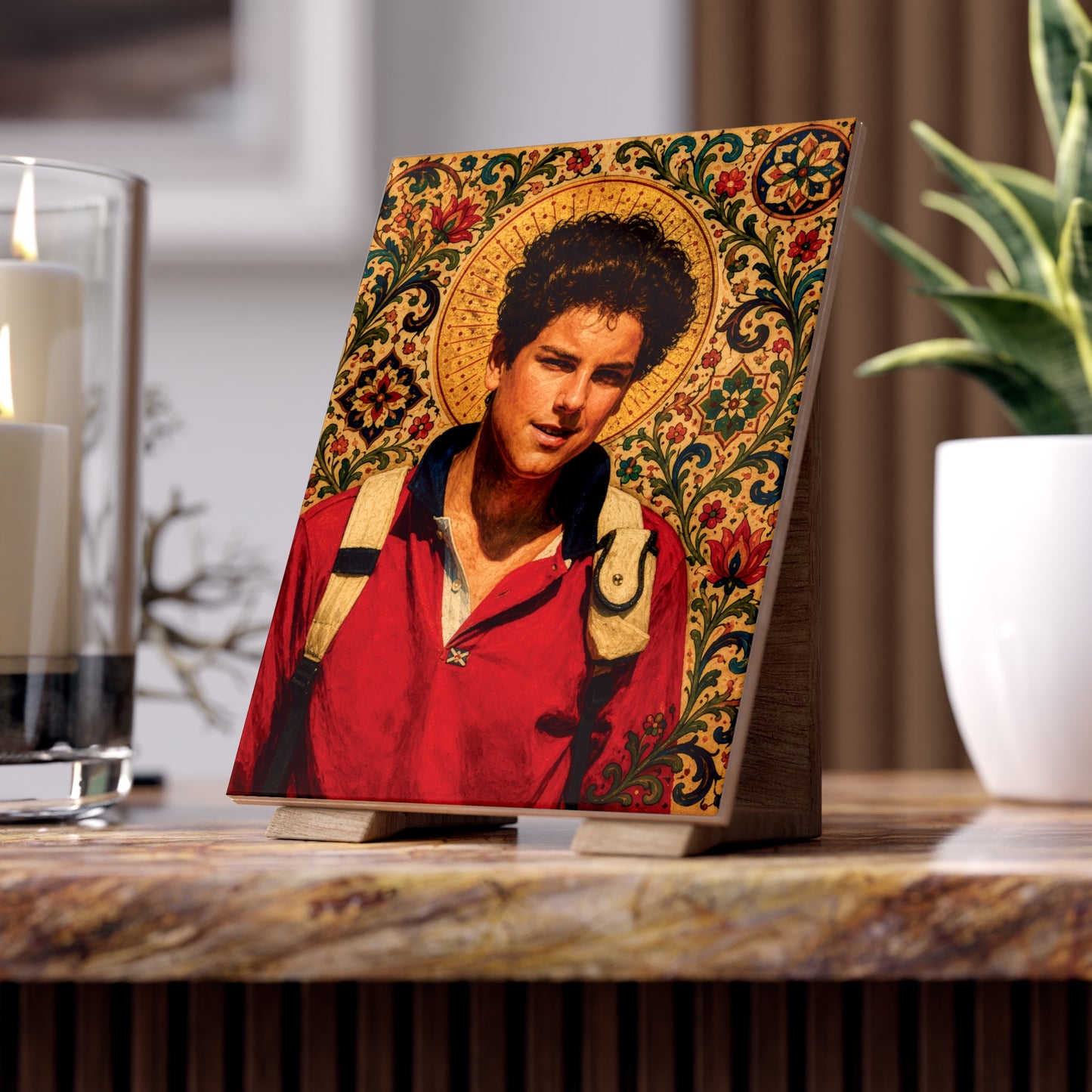 St. Carlo Acutis Ceramic Devotional Icon Tile (6×8 inches)
