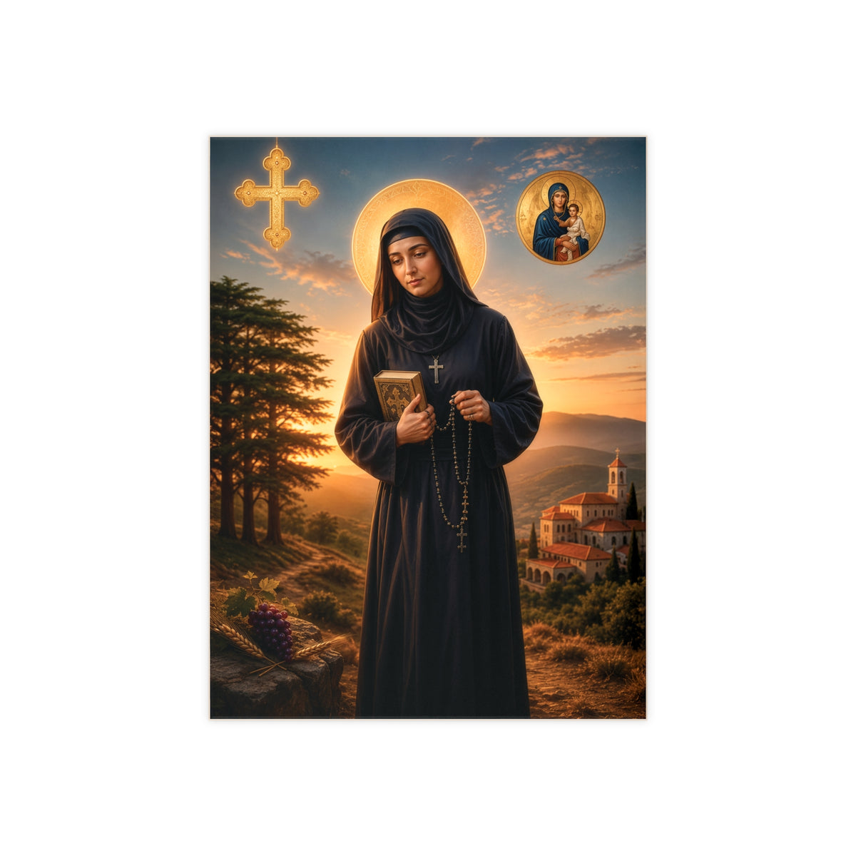 Saint Rafka Ceramic Devotional Tile (6×8 inches)