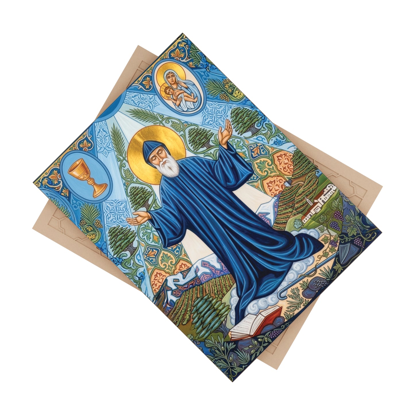 Saint Charbel Makhlouf Devotional Ceramic Icon Tile (6×8 inches)