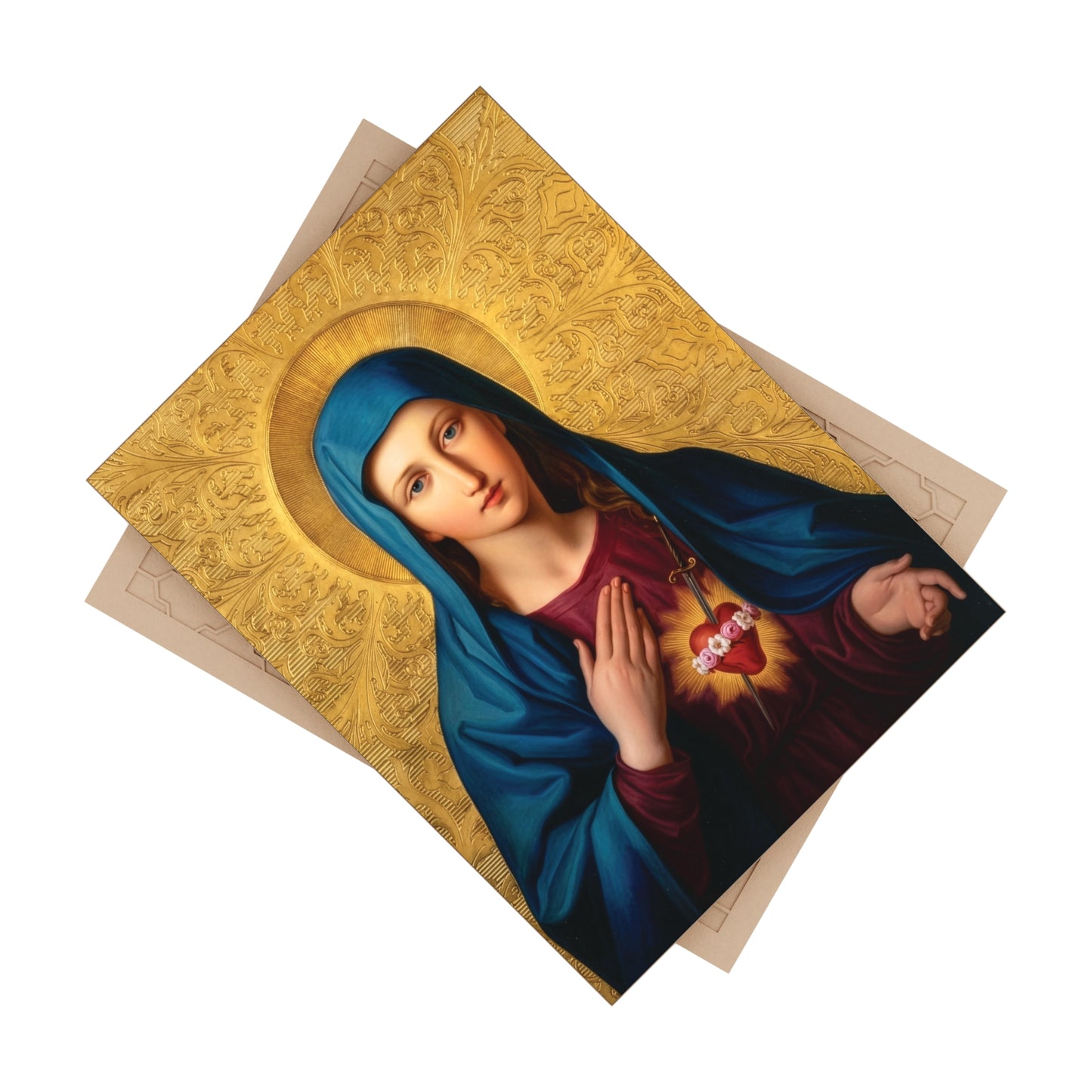 Immaculate Heart of Mary Ceramic Devotional Tile – Sacred Art by Leopold Kupelwieser (6×8 inches) Vienna Austria
