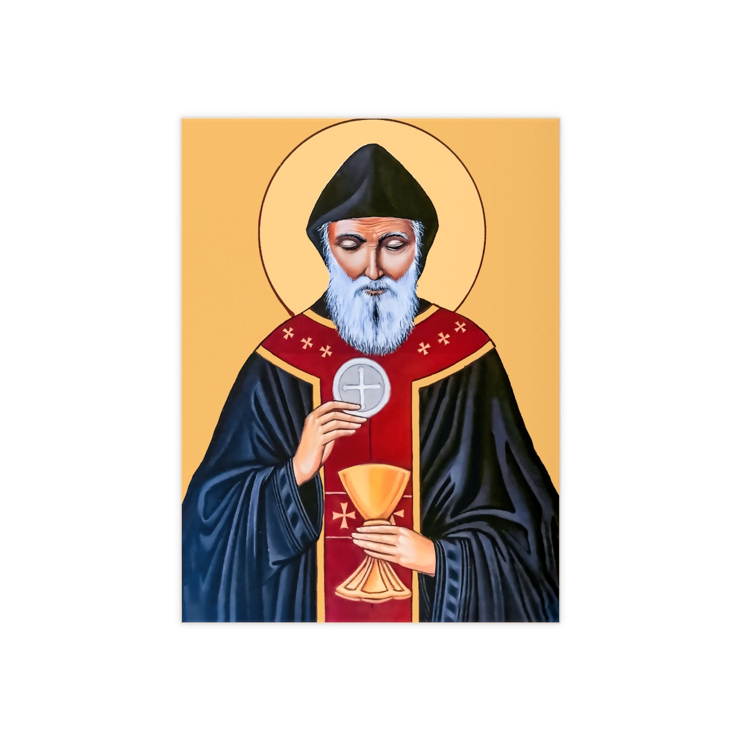 St Charbel, fragrant incense from the cedars of Lebanon Ceramic Icon Tile Size 6"x8"