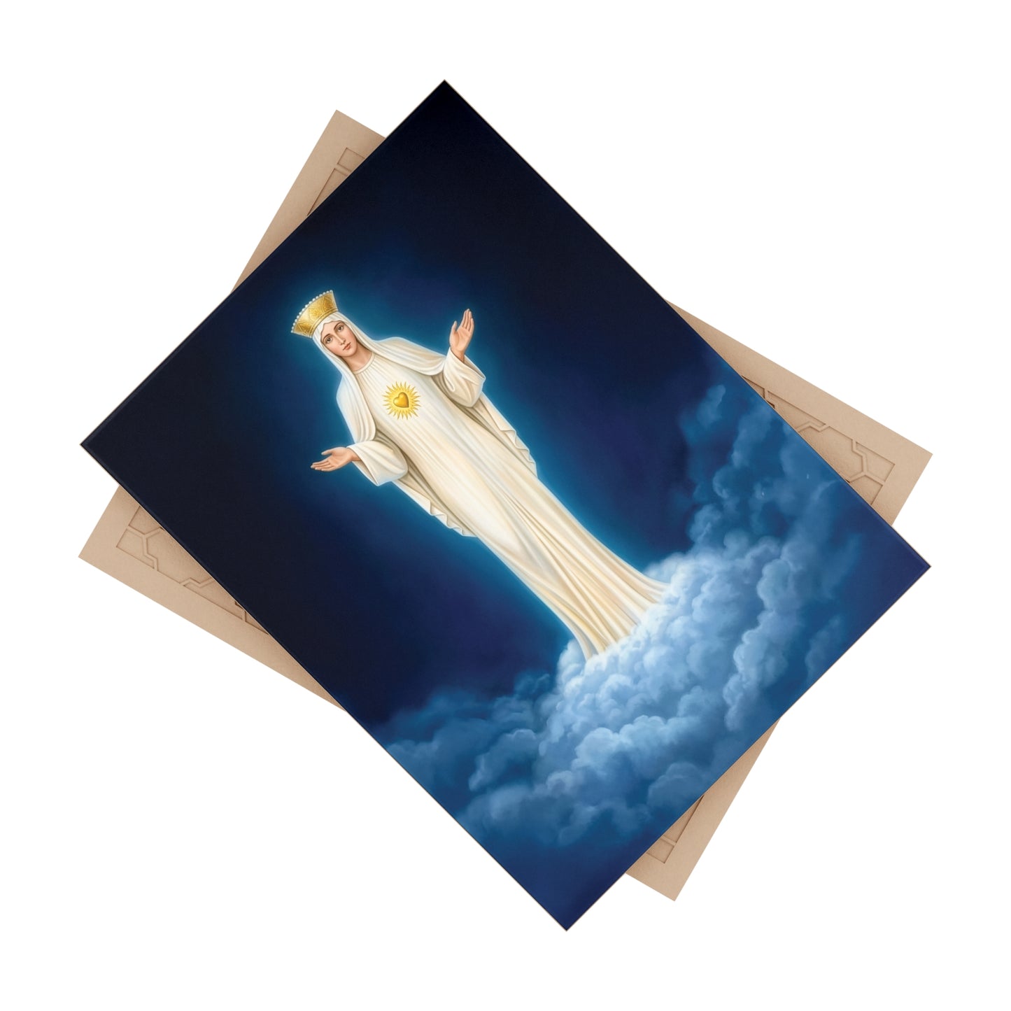 Our Lady of Beauraing Ceramic Icon Tile (6×8 inches) Belgium - Our Lady of the Golden Heart