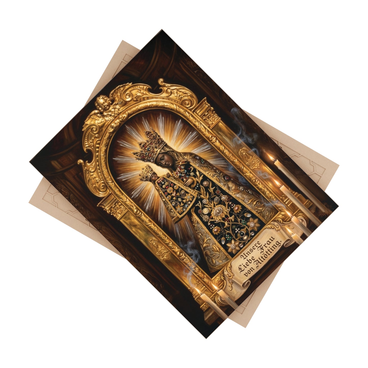 "Unsere Liebe Frau von Altötting" Black Madonna Decorative Ceramic Icon Tile (6×8 inches) Our Dear Lady of Altötting