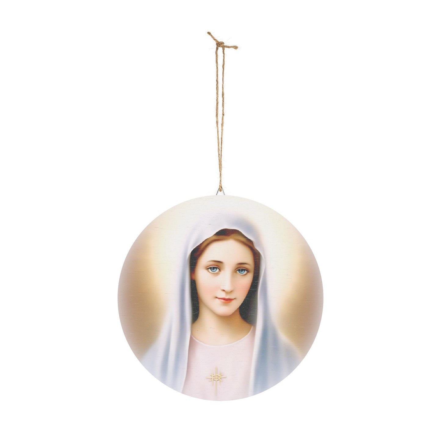 Our Lady of Tihaljina Wood Circular Icon - Medjugorje