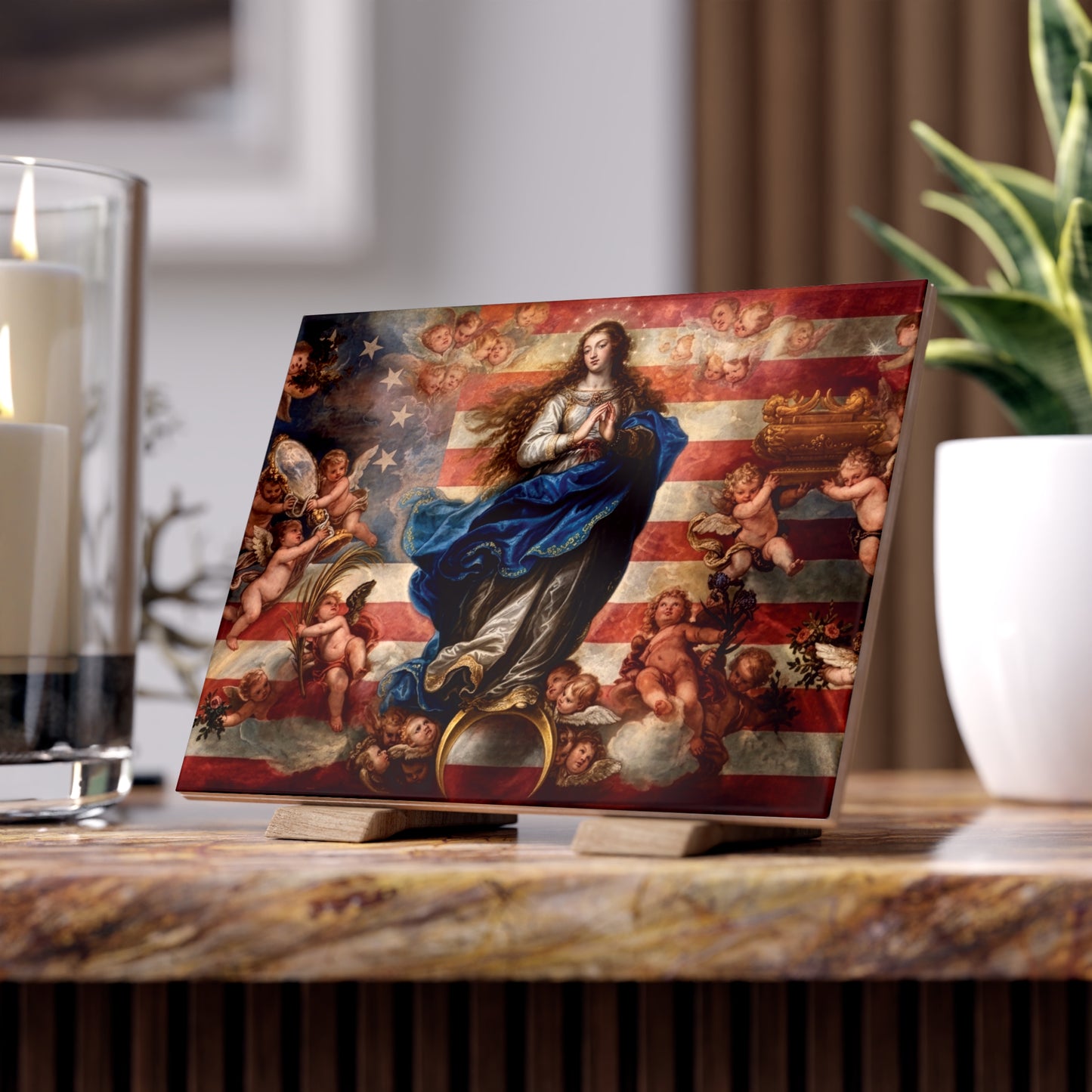 The Immaculate Conception – Patroness of the United States Ceramic Devotional Tile (8x6 inches) USA