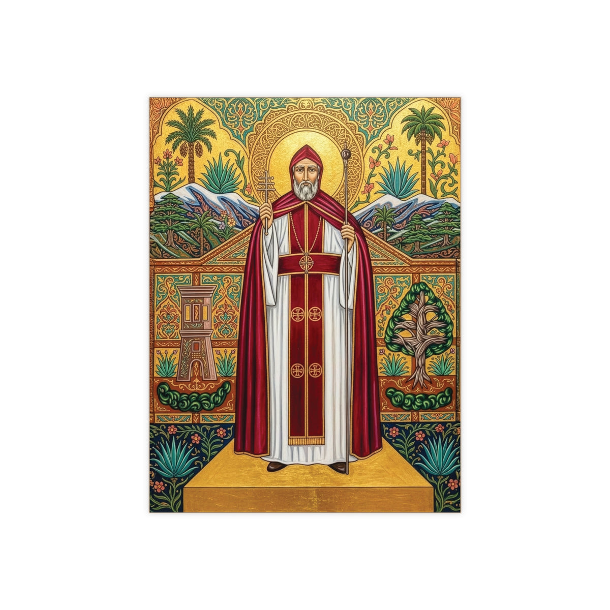 Saint John Maron Devotional Ceramic Icon Tile (6×8 inches)