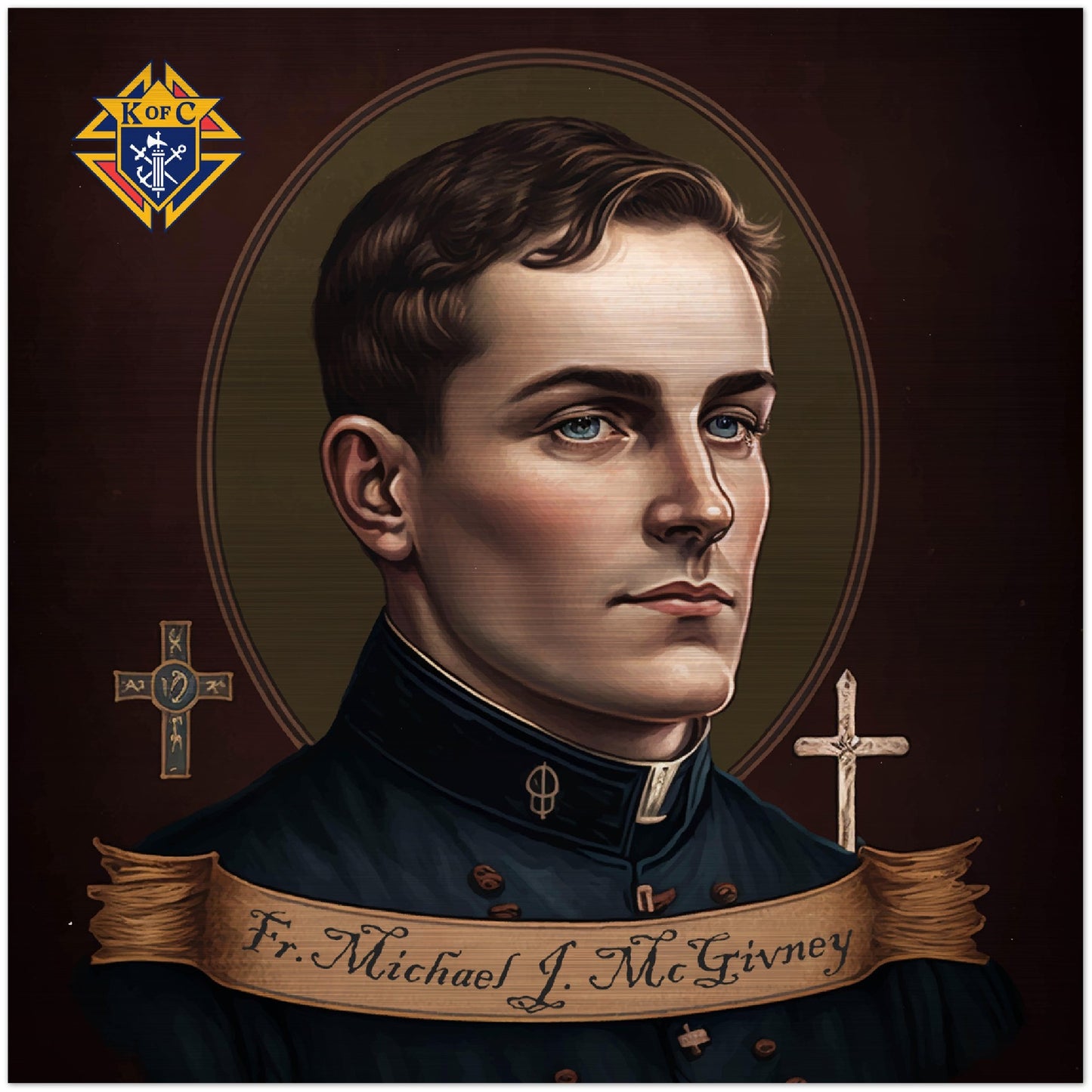 Father Michael J. McGivney ✠ Brushed Aluminum Icon