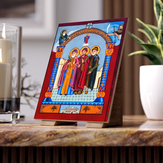 The Martyrs of Damascus towards Canonization - The Massabki brothers Ceramic Icon Tile Size 6" × 8"