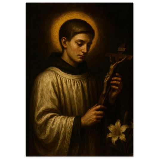 Pearl Print - Baroque-Style Icon of St. Aloysius (Luigi, Luis, Louis) Gonzaga – Printed