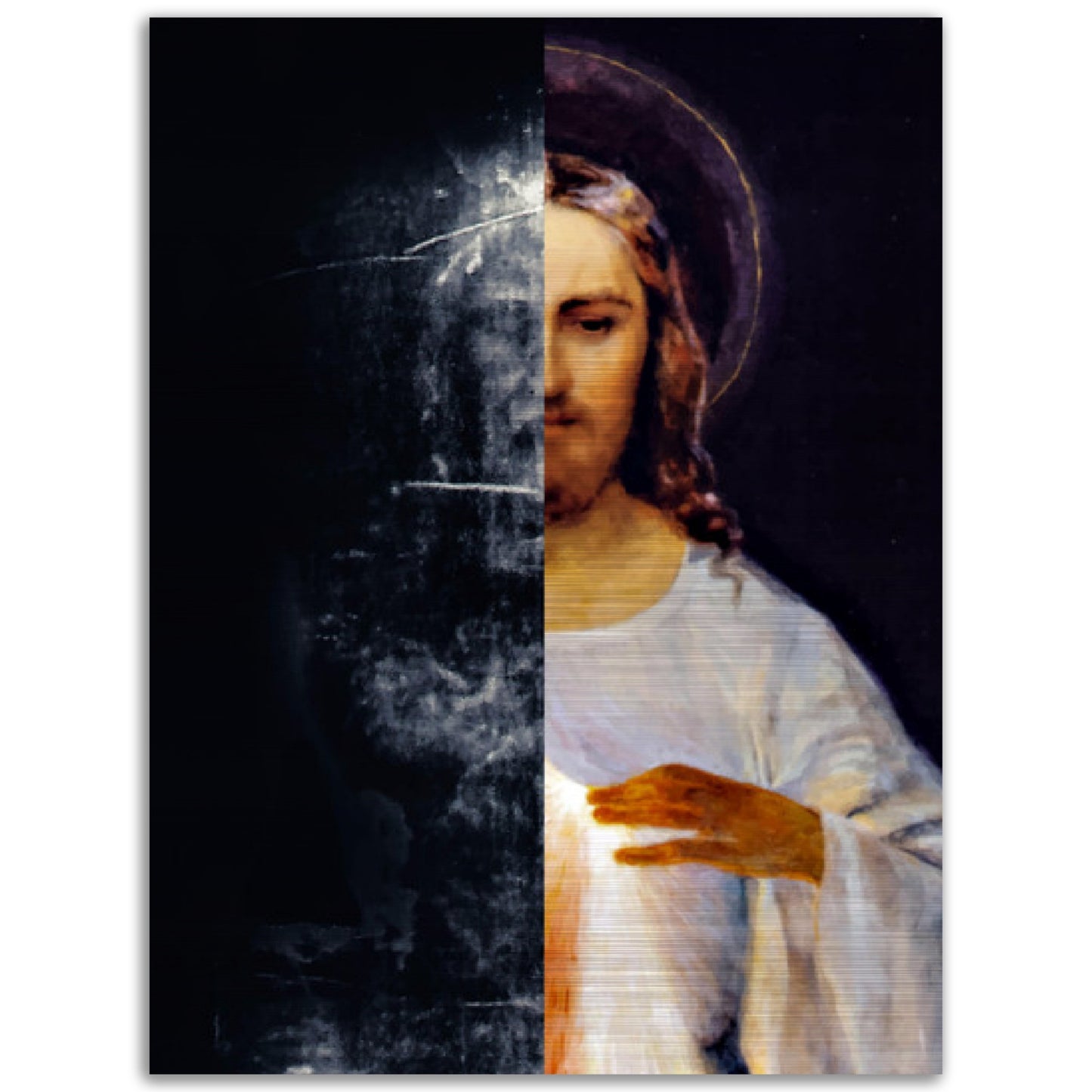 Divine Mercy and the Shroud of Turin Brushed Aluminum Icon