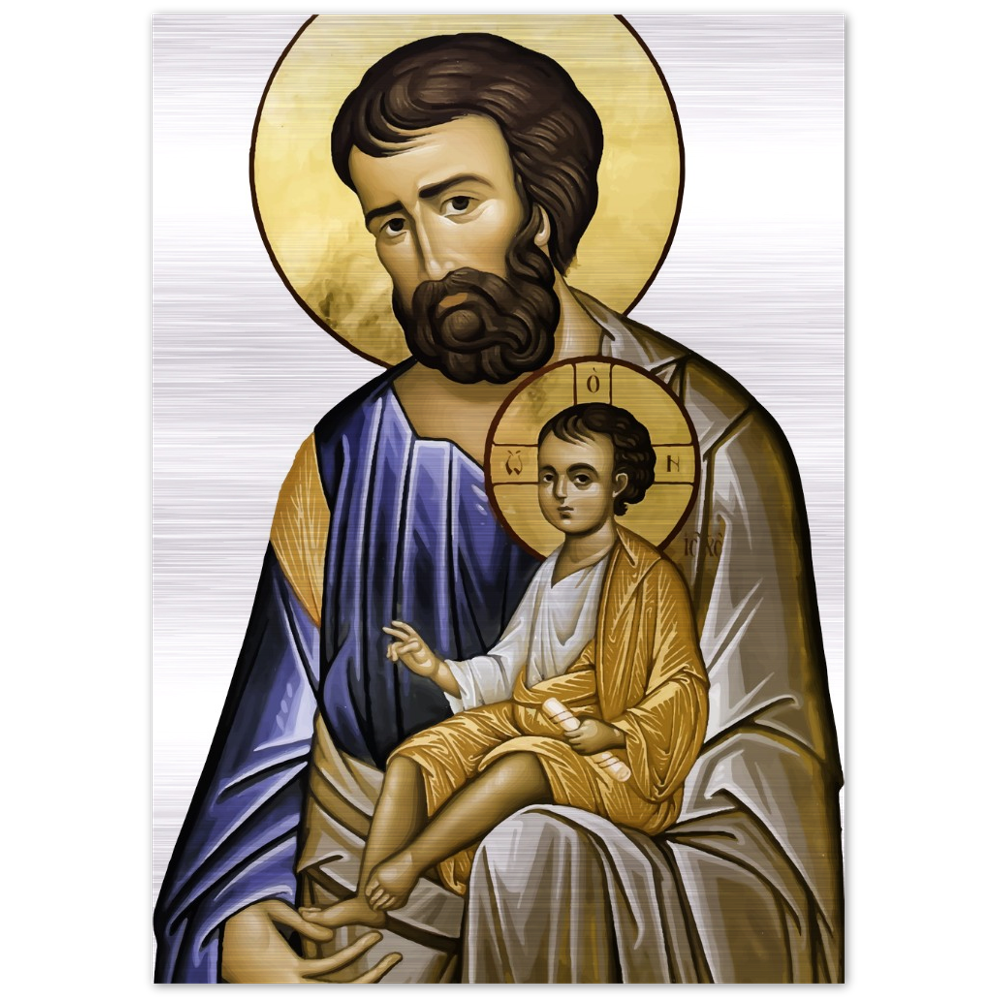 St Joseph and Divine Child - Brushed Aluminum Print