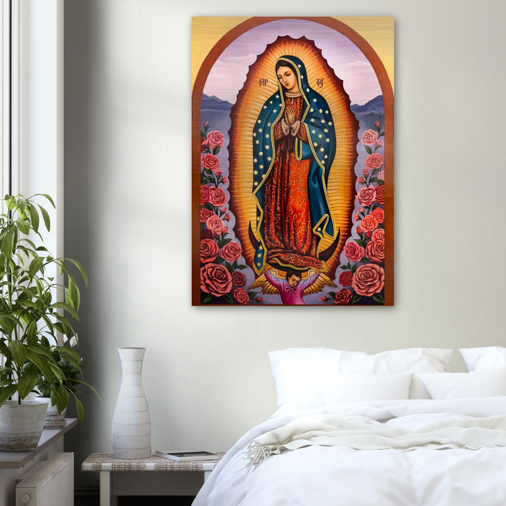 Our Lady of Guadalupe Byzantine Icon ✠ Brushed #Aluminum #MetallicIcon #AluminumPrint