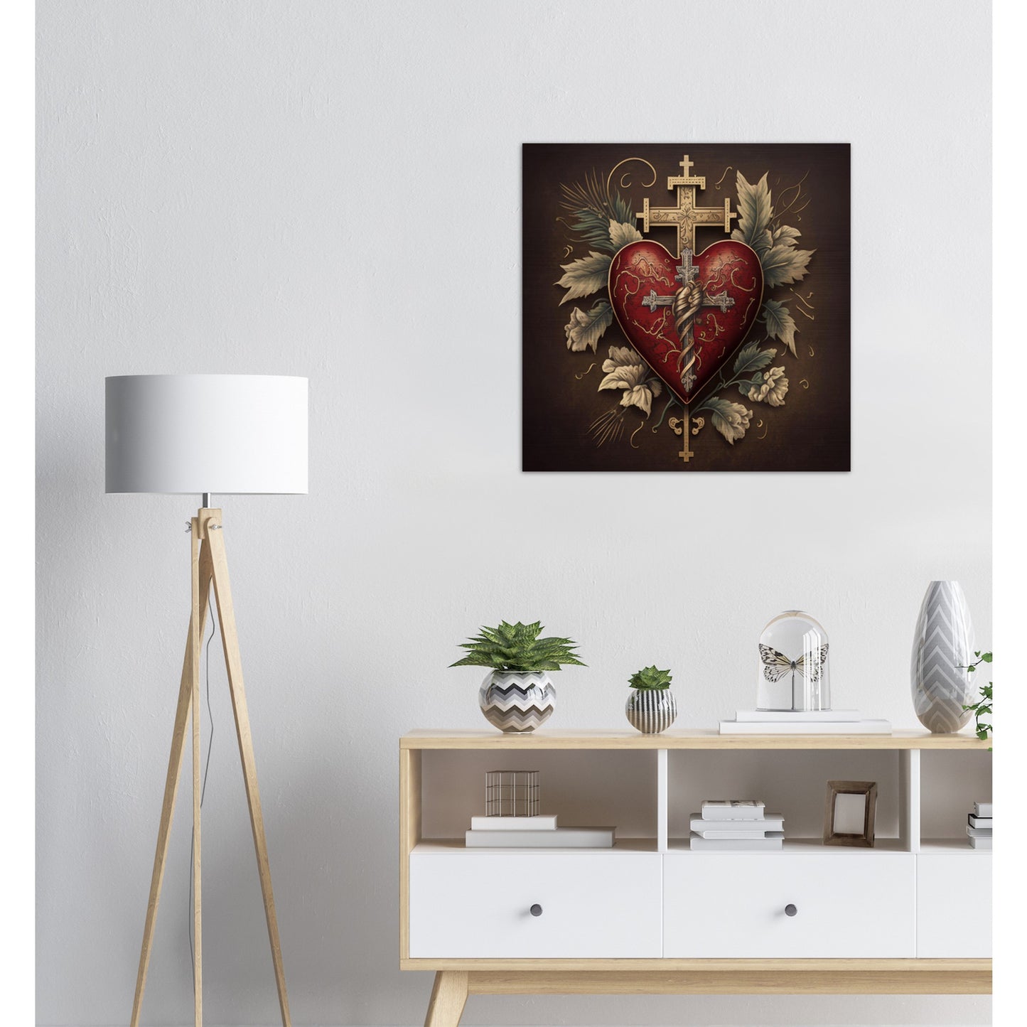 Heraldic Sacred Heart ✠ Brushed Aluminum Icon