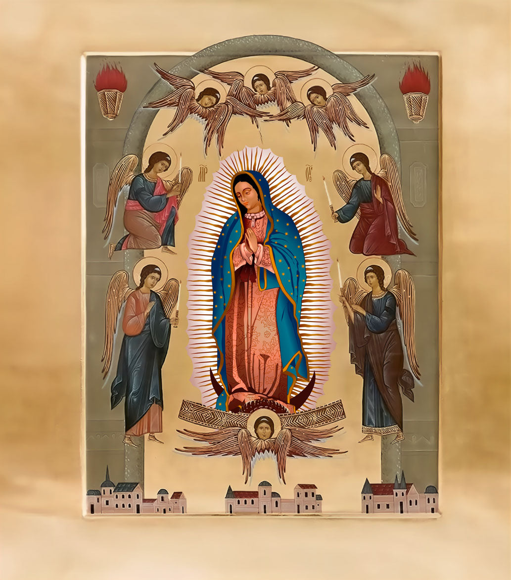 Byzantine icon of Our Lady of Guadalupe - Brushed Aluminum Plaque