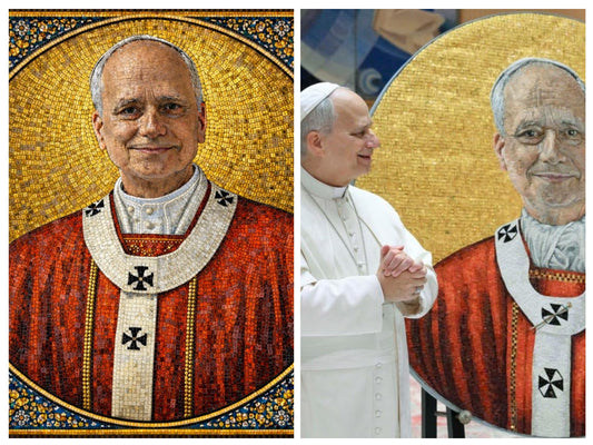 Pope Leo XIV Mosaic Portrait — Vatican-Inspired Sacred Art Printed on Aluminum Board