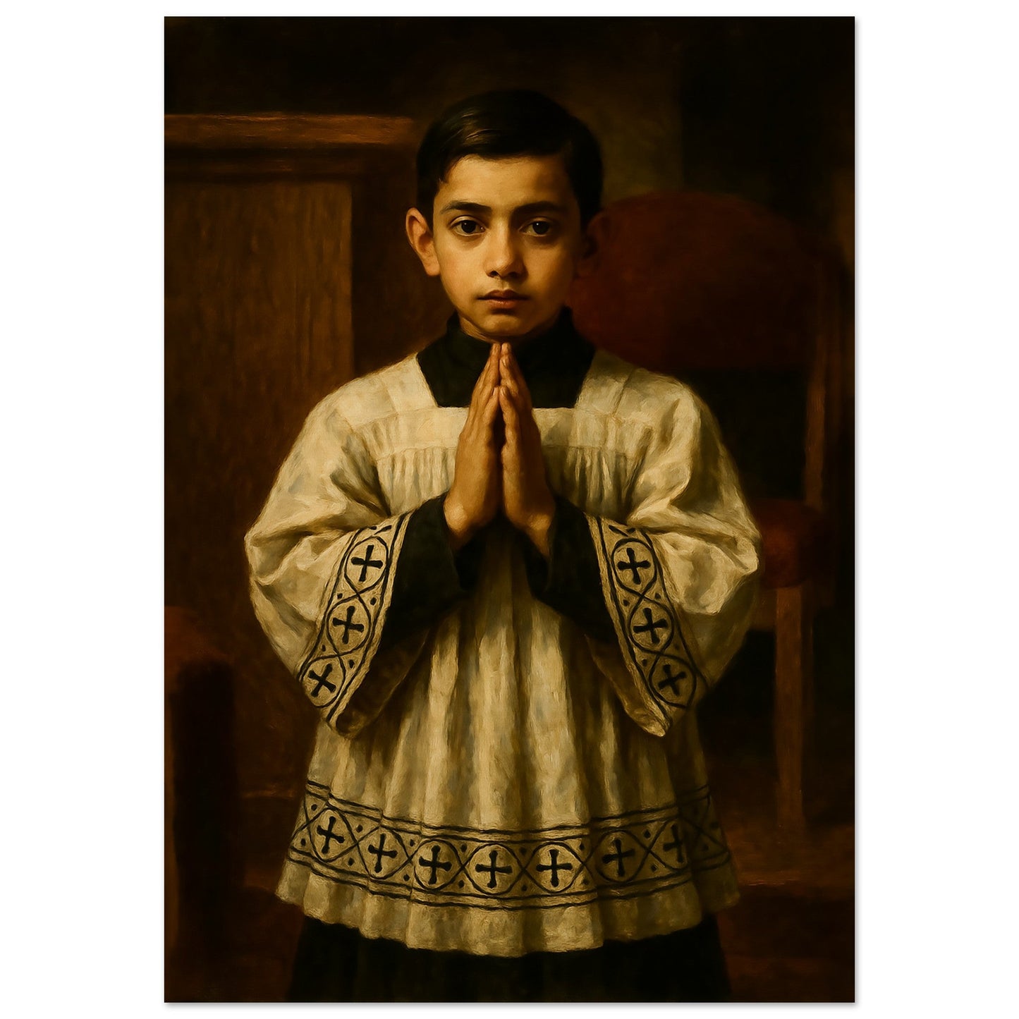 Pearl Print - Prayerful Altar Server in Baroque Style Prints