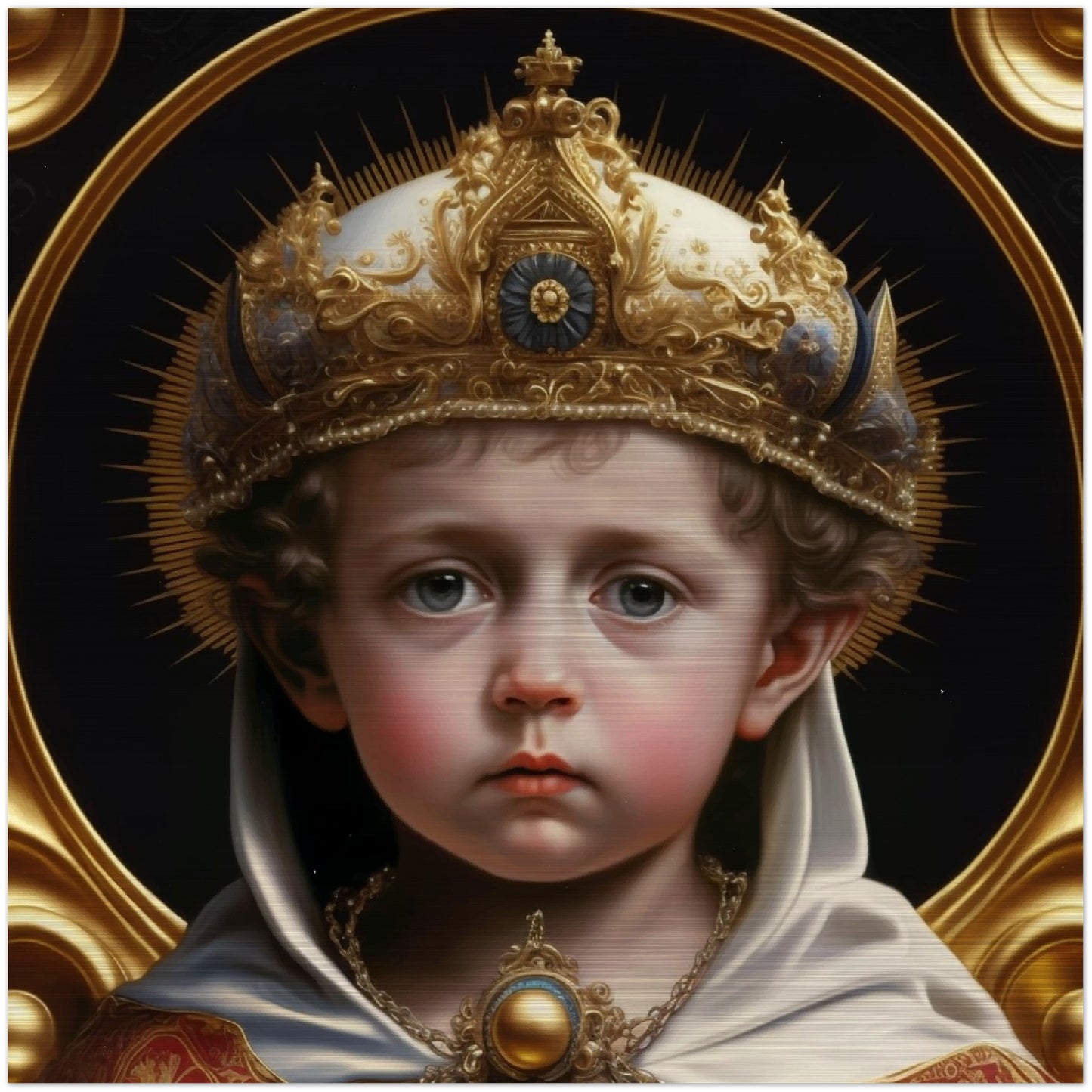 Divine Infant Jesus ✠ Brushed Aluminum Icon