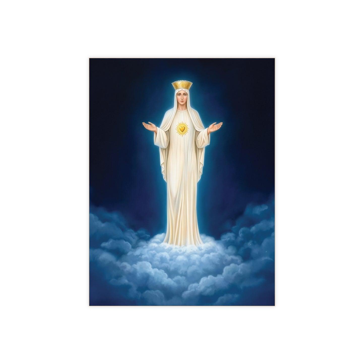 Our Lady of Beauraing Ceramic Icon Tile (6×8 inches) Belgium - Our Lady of the Golden Heart