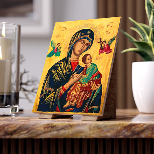 The icon of our Mother of Perpetual Help Ceramic Icon Tile Size 6"x8" Saint Mary of Perpetual Succour