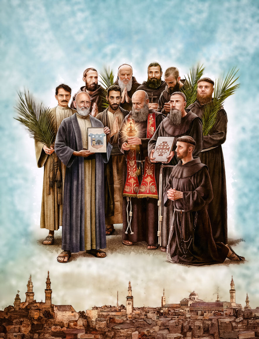 Martyrs of Damascus (no name labels) Aluminum Icon - Brushed Silver Icon of Massabki Brothers & Companions