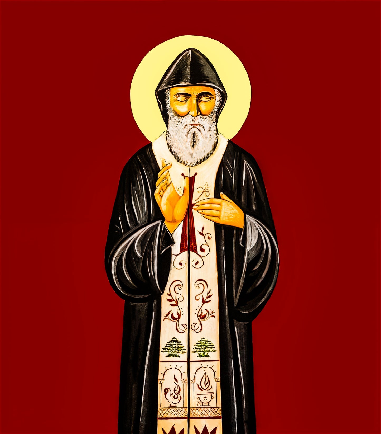 Pearl Print - Saint Sharbel Makhlouf Icon Lebanese Priest Maronite