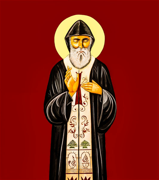 Pearl Print - Saint Sharbel Makhlouf Icon Lebanese Priest Maronite