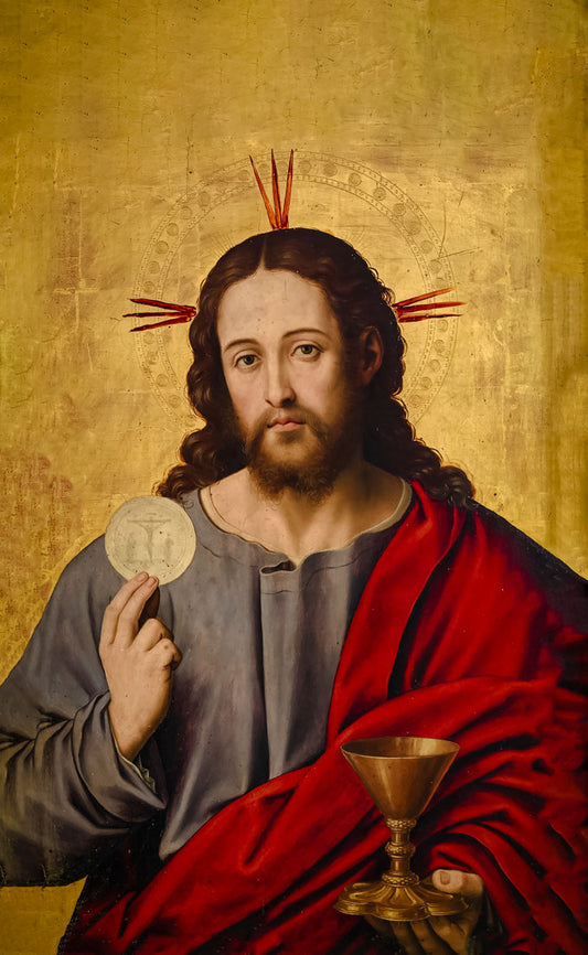 Christ the Saviour with the Eucharist Wood Icon Plaque