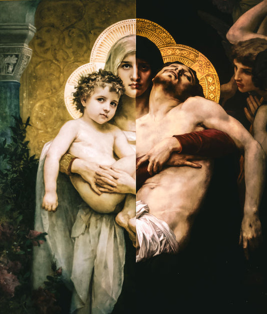 Pieta and The Madonna of the Roses diptych Bouguereau Wood Icon Plaque