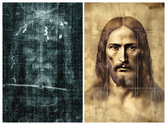 Pearl Print - Face of Jesus' unveiled using Shroud of Turin Icons